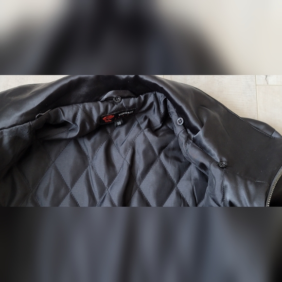 SALE Vintage Versace Sport Satin Bomber Jacket Removable Rabbit Fur Collar! - Picture 13 of 16